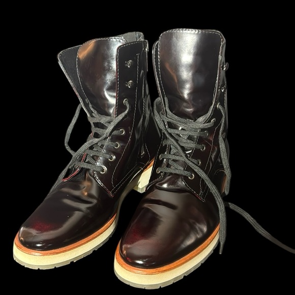 Aquatalia Oxblood Leather Lace Up Ankle Boots - Picture 4 of 17